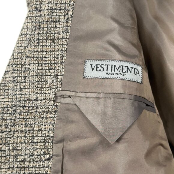 Vestimenta(Giorgio Armani) Textured Taupe Check Wool Blend Blazer Men's Size 42R - Picture 9 of 12